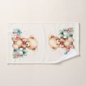 クリスマスプレゼントが贈られる可愛いテディベア バスタオルセット (ハンドタオル)