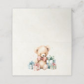 クリスマスプレゼントが贈られる可愛いテディベア プレイスカード (外部開封)