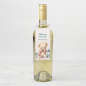 クリスマスプレゼントが贈られる可愛いテディベア ボトルネックタグ (ボトル)