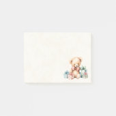 クリスマスプレゼントが贈られる可愛いテディベア ポストイット (正面)