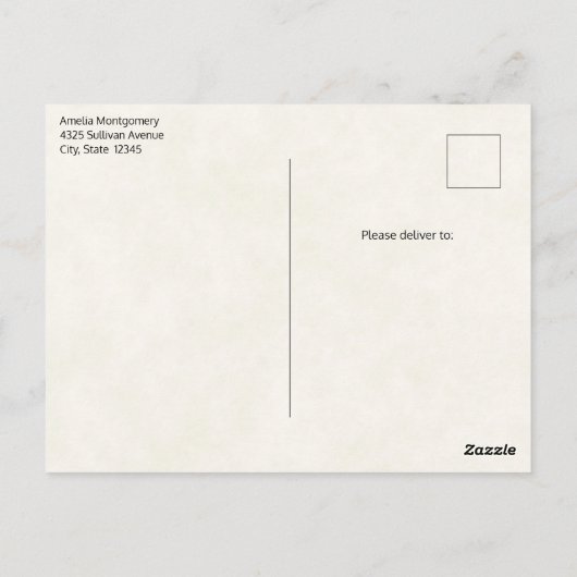 クリスマスプレゼントが贈られる可愛いテディベア ポストカード (裏面)