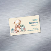 クリスマスプレゼントが贈られる可愛いテディベア マグネット名刺 (インサイチュ)