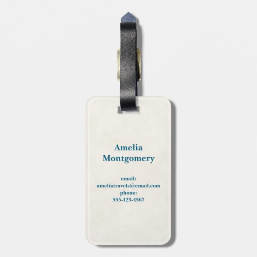 クリスマスプレゼントが贈られる可愛いテディベア ラゲッジタグ (裏面縦)