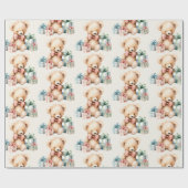 クリスマスプレゼントが贈られる可愛いテディベア ラッピングペーパー (フラット)