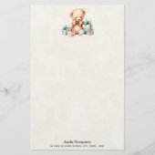 クリスマスプレゼントが贈られる可愛いテディベア 便箋 (正面)