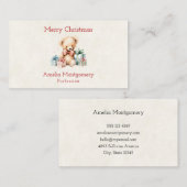 クリスマスプレゼントが贈られる可愛いテディベア 名刺 (正面/裏面)