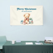 クリスマスプレゼントが贈られる可愛いテディベア 横断幕 (トレードショー)