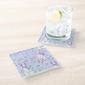 クリスマスプレゼントが贈られる可愛いホッキョクグマ ガラスコースター (アングル)