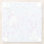 クリスマスプレゼントが贈られる可愛いホッキョクグマ ガラスコースター (裏面)