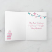 クリスマスプレゼントが贈られる可愛いラマ シーズンカード (内部)