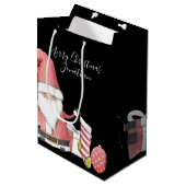 クリスマスプレゼントが贈られる可愛い赤い格言 ミディアムペーパーバッグ (正面アングル)