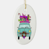 クリスマスプレゼントが贈られる青い車 セラミックオーナメント (右)