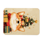 クリスマスプレゼントとウェルシュコーギー マグネット (横)