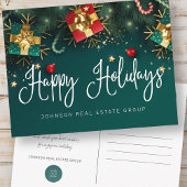 クリスマスプレゼントとオーナメントハッピーホリデー ポストカード