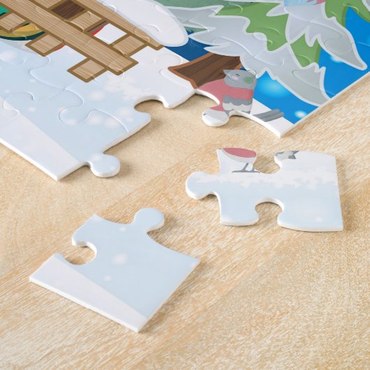 クリスマスプレゼントとシュナウザー犬 ジグソーパズル (側面)