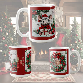 クリスマスプレゼントとネズミ カスタマイズ可能 コーヒーマグカップ