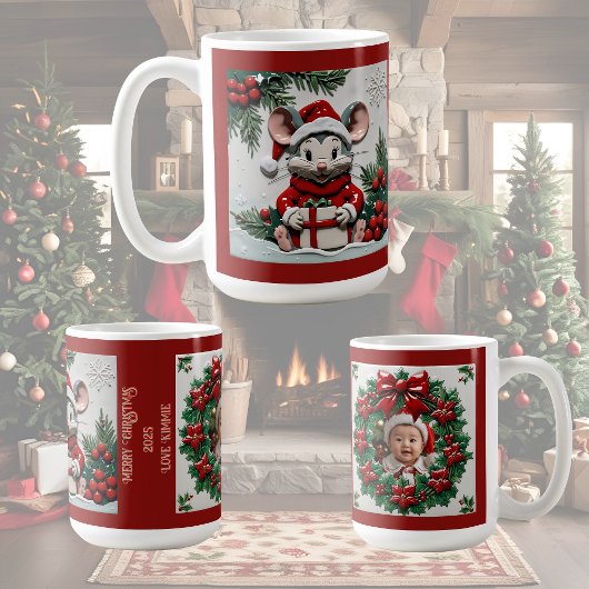 クリスマスプレゼントとネズミ カスタマイズ可能 コーヒーマグカップ
