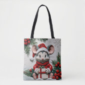 クリスマスプレゼントとネズミ トートバッグ (正面)
