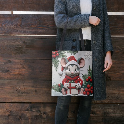 クリスマスプレゼントとネズミ トートバッグ