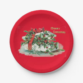 クリスマスプレゼントとホリーパーティー ペーパープレート