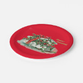 クリスマスプレゼントとホリーパーティー ペーパープレート (アングル)