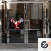 クリスマスプレゼントとボディビルダーのサンタクロースおもしろい ウィンドウサイン (オフィスドア)