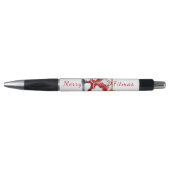 クリスマスプレゼントとボディビルダーのサンタクロースおもしろい ボールペン (正面)