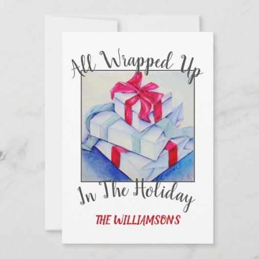 クリスマスプレゼントと写真 シーズンカード (正面)