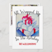 クリスマスプレゼントと写真 シーズンカード (正面/裏面)