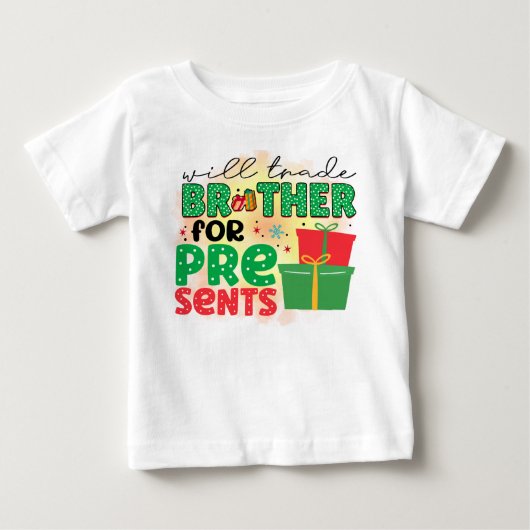クリスマスプレゼントと引き換えに兄を売る ベビーTシャツ (正面)