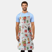 クリスマスプレゼントと花を飾ったかわいい女の子 エプロン (着用した状態)