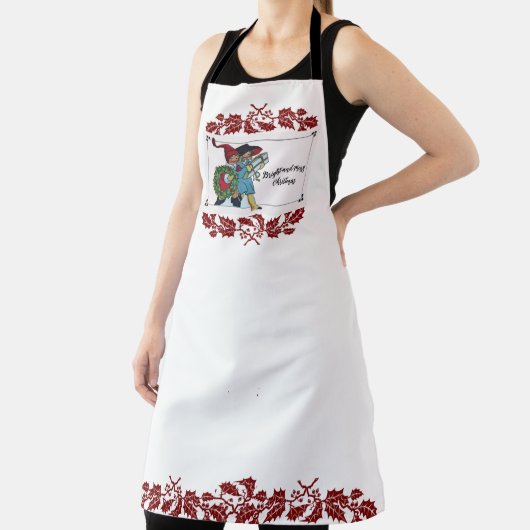 クリスマスプレゼントと赤いフローラを持つ子供 エプロン (インサイチュ)