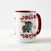 クリスマスプレゼントと赤いフローラを持つ子供 マグカップ (正面右)