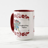 クリスマスプレゼントと赤いフローラを持つ子供 マグカップ (正面左)