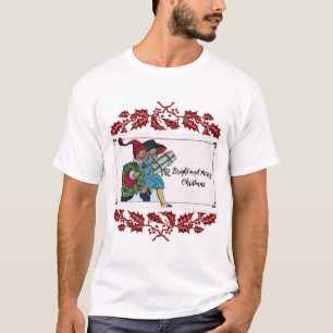 クリスマスプレゼントと赤いフローラを持つ子供 Tシャツ