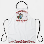 クリスマスプレゼントと赤い花の子供たち エプロン (正面)