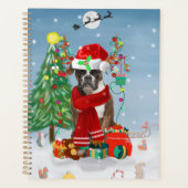 クリスマスプレゼントと雪の中のボクサー犬 プランナー手帳 (正面)