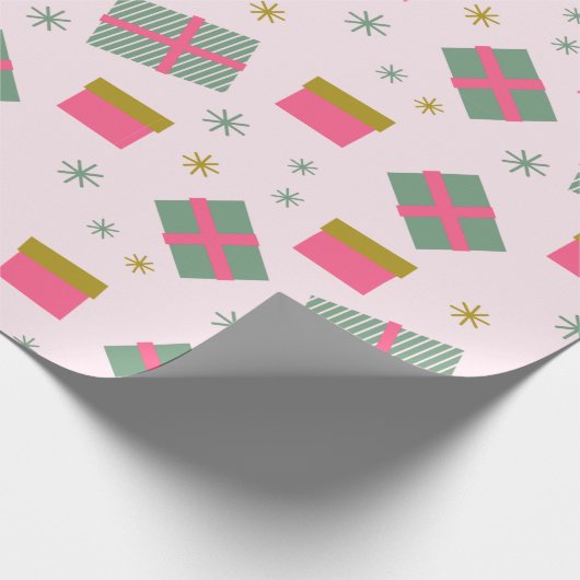 クリスマスプレゼントと雪片のクリモダンスマス ラッピングペーパー (角)