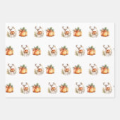 クリスマスプレゼントと鹿 ラッピングペーパーシート (正面3)