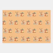 クリスマスプレゼントと鹿 ラッピングペーパーシート (正面2)
