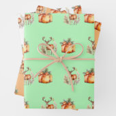 クリスマスプレゼントと鹿 ラッピングペーパーシート (インサイチュ)