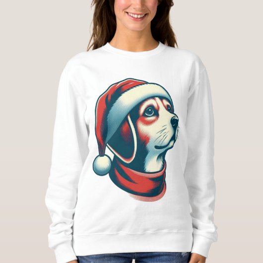 クリスマスプレゼントにぴったりの可愛いクリスマスドッグ スウェットシャツ (正面)