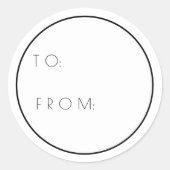 クリスマスプレゼントに対してミニマリストの白い黒 ラウンドシール (正面)