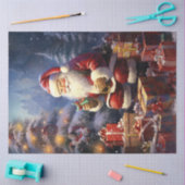 クリスマスプレゼントに微笑む可愛いサンタクロース 薄葉紙 (クラフト)