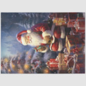 クリスマスプレゼントに微笑む可愛いサンタクロース 薄葉紙 (正面)