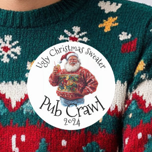 クリスマスプレゼントに最適な醜いクリスマススウェットパーカーの飲み歩きイベント ラウンドシール