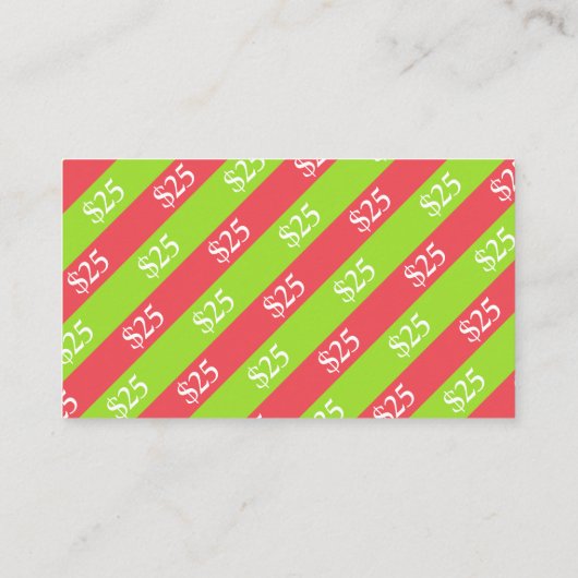 クリスマスプレゼントに負担$25ギフト券 割引カード (裏面)