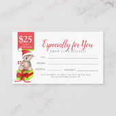 クリスマスプレゼントに負担$25ギフト券 割引カード (正面)