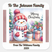 クリスマスプレゼントに貼った明るいフェスティバルシール スクエアシール (正面)