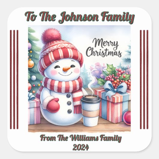 クリスマスプレゼントに貼った明るいフェスティバルシール スクエアシール (正面)